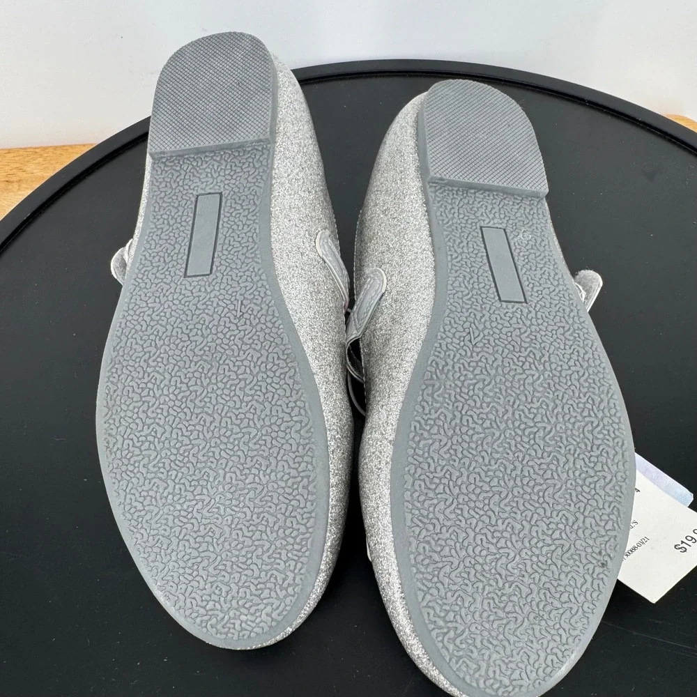 Disney Frozen Elsa Anna Silver Glitter Mary Jane Flats Shoes Girls Size 1 NWT